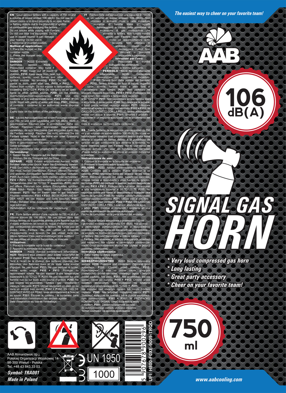 AAB Signal GAS Horn 400ml 400 ml
