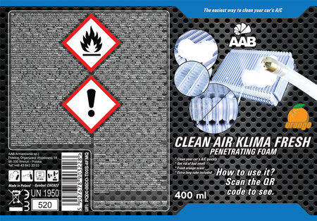 AAB CLEAN AIR KLIMA FRESH PENETRATING FOAM 400 ml